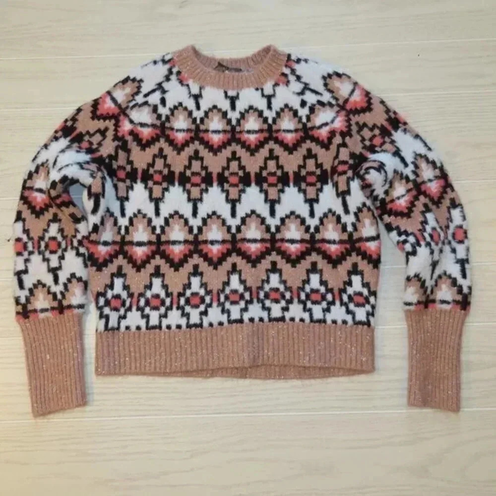 NWT Ann Taylor soft fuzzy Fair Isle Sweater Size small